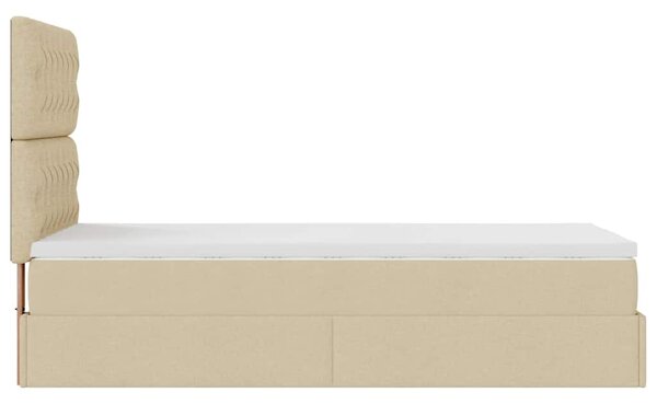 Otomanski okvir kreveta s madraca krem 80x200cm od tkanine - Krema / 80 x 200 cm