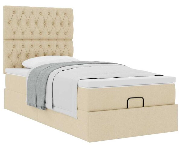Otomanski okvir kreveta s madraca krem 80x200cm od tkanine - Krema / 80 x 200 cm