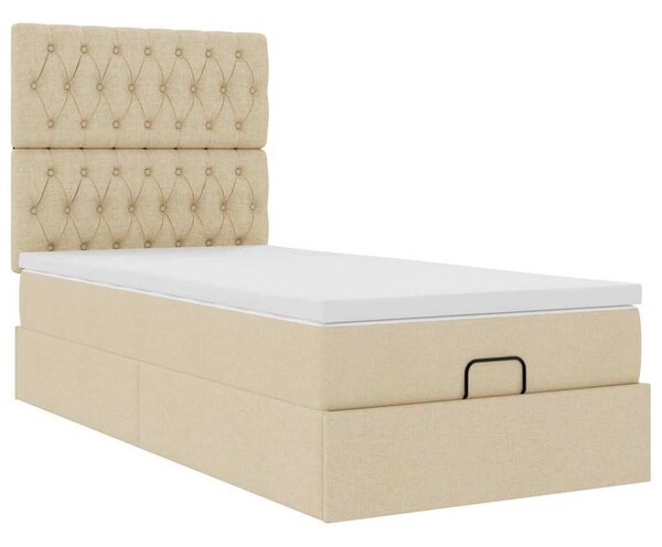 Otomanski okvir kreveta s madraca krem 80x200cm od tkanine - Krema / 80 x 200 cm