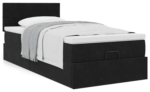 Otomanski okvir kreveta s madraca crni 80x200cm baršunasti - Crna / 80 x 200 cm