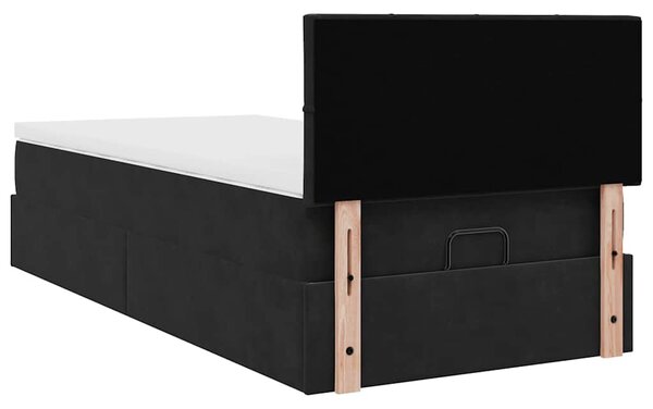 Otomanski okvir kreveta s madraca crni 80x200cm baršunasti - Crna / 80 x 200 cm