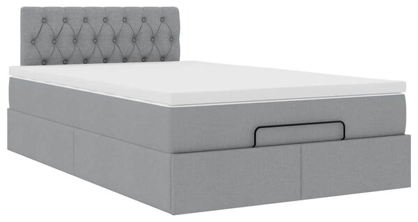 Otomanski krevet s madracem svjetlosivi 120x190 cm tkanine - Siva / 120 x 190 cm