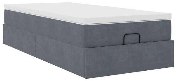 Otomanski okvir kreveta s madraca tamnosivi 90x200cm baršunasti - Siva / 90 x 200 cm