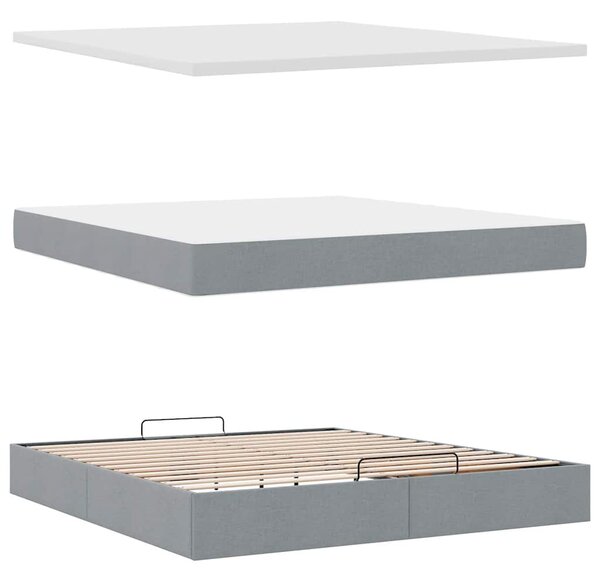 Otomanski krevet s madracem svijetlosivi 160x200 cm tkanine - Siva / 160 x 200 cm