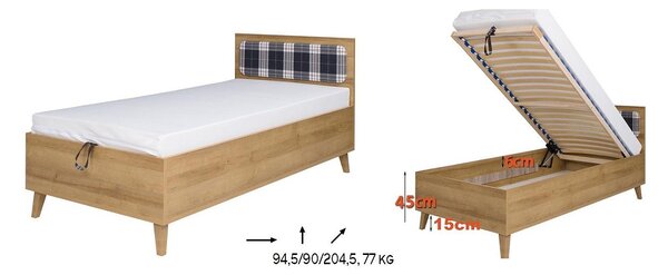 Jednostruki krevet 90 cm Mimone P (hrast zlatni) (s podnicom)