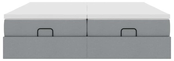 Okvir kreveta s madracima svijetlosivi 200x200cm od tkanine - Siva / 200 x 200 cm