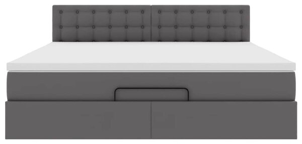 Otomanski okvir kreveta s madracem sivi 180x200cm umjetna koža - Siva / 180 x 200 cm