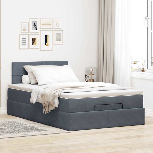 Otomanski krevet s madraca tamnosivi 120x190 cm baršunasti - Siva / 120 x 190