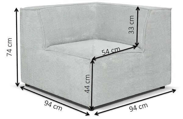 Zondo.hr Dvosjed Cuboid R (siva). Akcija -8%. 1071643