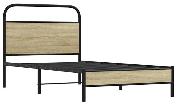 Okvir kreveta bez madraca boja hrasta sonome 107x203 cm drveni - Smeđa / 107 x 203 cm