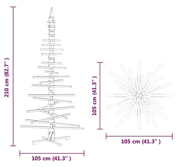 Drveno božićno drvce za dekoraciju 210 cm Čvrsto drvo bor - 210 cm Prirodna (neobrađena)
