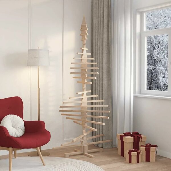 Drveno božićno drvce za dekoraciju 210 cm Čvrsto drvo bor - 210 cm Prirodna (neobrađena)