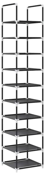 Stalak za cipele 10 razina crni 33x33x174 cm netkana tkanina - 1