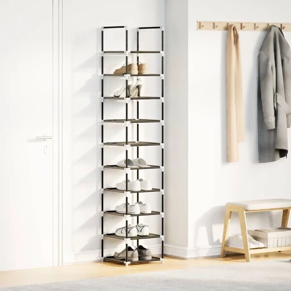 Stalak za cipele 10 razina crni 33x33x174 cm netkana tkanina - 1