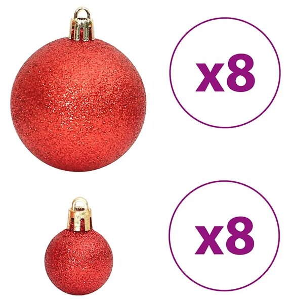 Božićne kuglice 100 kom zlatne i crvena boja vina 3/4/6 cm - Crvena i zlatna