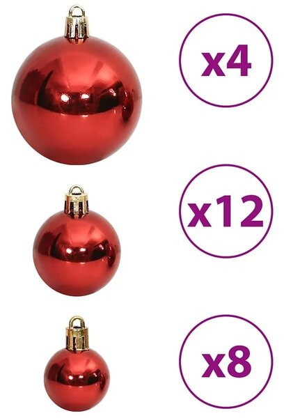 Božićne kuglice 100 kom crvena boja vina 3/4/6 cm - Boja crnog vina