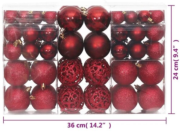 Božićne kuglice 100 kom crvena boja vina 3/4/6 cm - Boja crnog vina