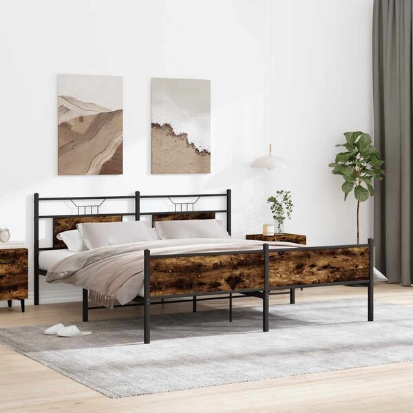 Metalni okvir kreveta bez madraca boja hrasta 180x200 cm - Smeđa / 180 x 200 cm
