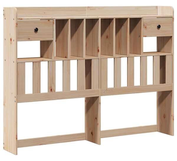 Krevet s regalom za knjige bez madraca 140x190 cm od borovine - Smeđa / 140 x 190 cm