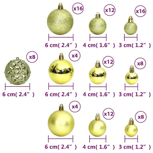 Božićne kuglice 100 kom svjetlozelene 3/4/6 cm - Svijetlo zelena
