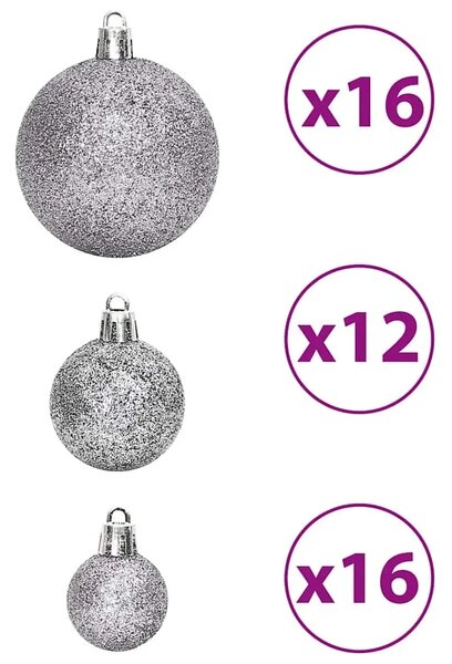 Božićne kuglice 100 kom sive 3/4/6 cm - Siva