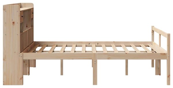 Krevet s regalom za knjige bez madraca 140x190 cm od borovine - Smeđa / 140 x 190 cm