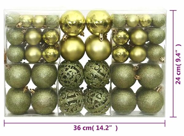 Božićne kuglice 100 kom svjetlozelene 3/4/6 cm - Svijetlo zelena