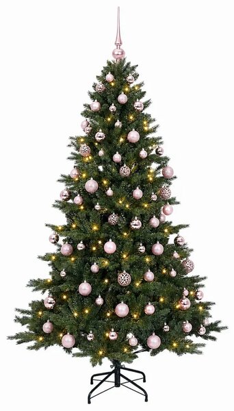 Umjetno božićno drvce s kuglicom 180 cm 300 LED lampica - 180 cm s LED-ima i ružičastim lopticama