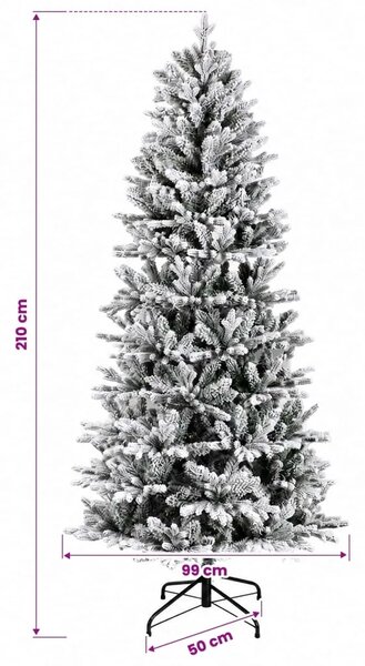 Umjetno božićno drvce s nogom 210 cm PVC i PE Zelena i bijela - Zelena i bijela 210 cm bez LED svjetala