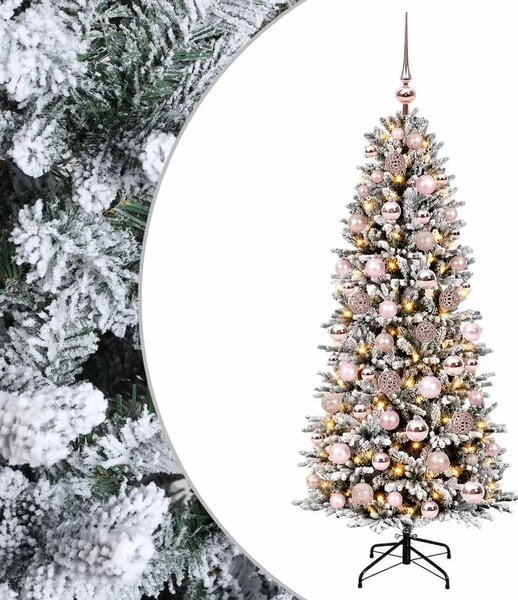 Umjetno božićno drvce s kuglicom 180 cm 300 LED lampica - Zelena i bijela 180 cm s LED-ima i ružičastim lopticama