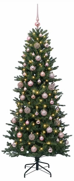 Umjetno božićno drvce s kuglicom 180 cm 300 LED lampica - Zelena 180 cm s LED-ima i ružičastim lopticama