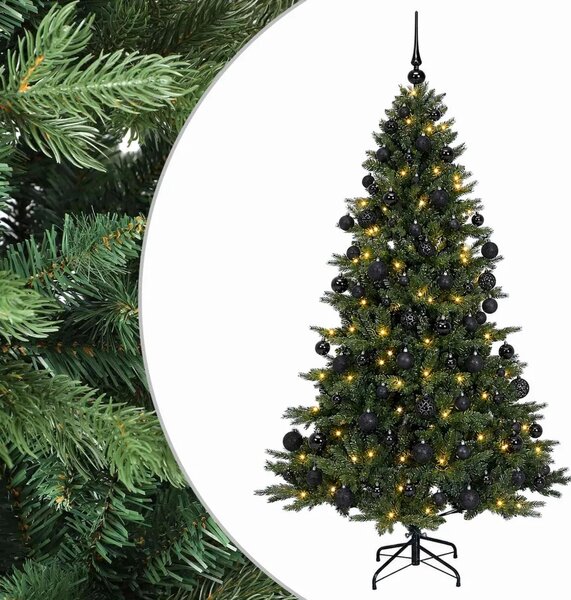 Umjetno božićno drvce s kuglicom 180 cm 300 LED lampica - 180 cm s LED-ima i crnim lopticama