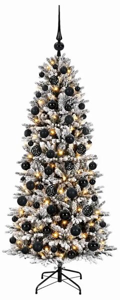 Umjetno božićno drvce s kuglicom 180 cm 300 LED lampica - Zelena i bijela 180 cm s LED-ima i crnim lopticama