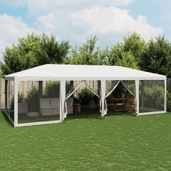 Šator za zabave s 12 mrežasta bočna zida bijeli 8x4 m HDPE - Bijela / 8 x 4 m