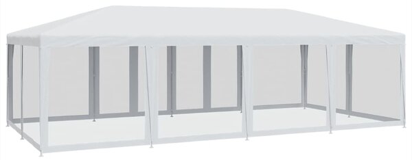 Šator za zabave s 12 mrežasta bočna zida bijeli 8x4 m HDPE - Bijela / 8 x 4 m