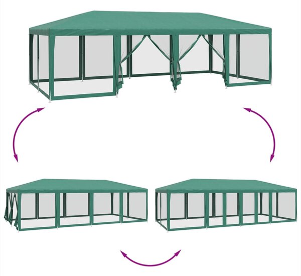 Šator za zabave s 12 mrežasta bočna zida zeleni 8x4 m HDPE - Zelena / 8 x 4 m