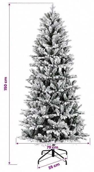Umjetno božićno drvce s nogom 150 cm 150 LED lampica - Bijela 150 cm s LED svjetlima