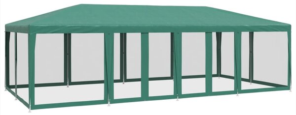 Šator za zabave s 12 mrežasta bočna zida zeleni 8x4 m HDPE - Zelena / 8 x 4 m