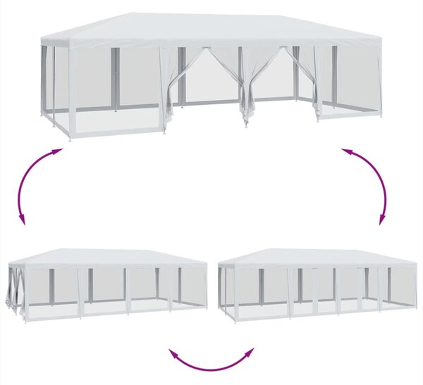 Šator za zabave s 12 mrežasta bočna zida bijeli 8x4 m HDPE - Bijela / 8 x 4 m