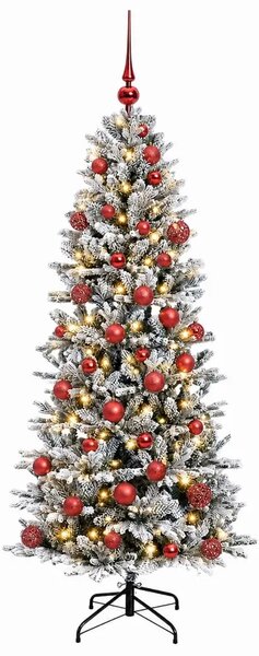 Umjetno božićno drvce s kuglicom 150 cm 150 LED lampica - Zelena i bijela 150 cm s LED-ima i crvenim lopticama