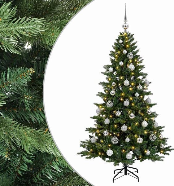 Umjetno božićno drvce s kuglicom 120 cm 150 LED lampica - 120 cm s LED-ima i srebrnim lopticama