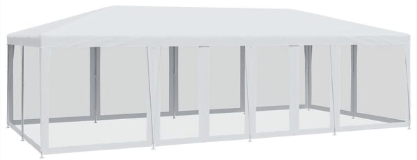 Šator za zabave s 12 mrežasta bočna zida bijeli 8x4 m HDPE - Bijela / 8 x 4 m