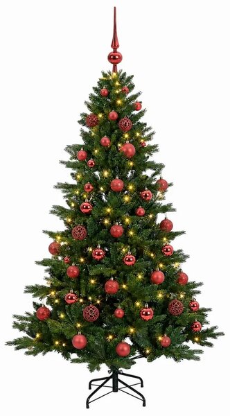 Umjetno božićno drvce s kuglicom 120 cm 150 LED lampica - 120 cm s LED-ima i crvenim lopticama