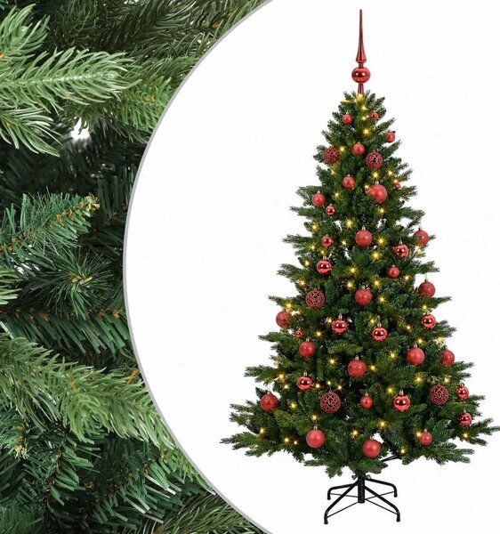 Umjetno božićno drvce s kuglicom 120 cm 150 LED lampica - 120 cm s LED-ima i crvenim lopticama