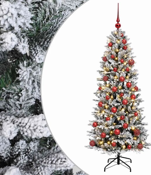Umjetno božićno drvce s kuglicom 150 cm 150 LED lampica - Zelena i bijela 150 cm s LED-ima i crvenim lopticama