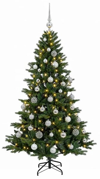 Umjetno božićno drvce s kuglicom 120 cm 150 LED lampica - 120 cm s LED-ima i srebrnim lopticama