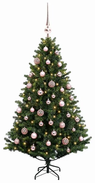 Umjetno božićno drvce s kuglicom 120 cm 150 LED lampica - Zelena 120 cm s LED-ima i ružičastim lopticama