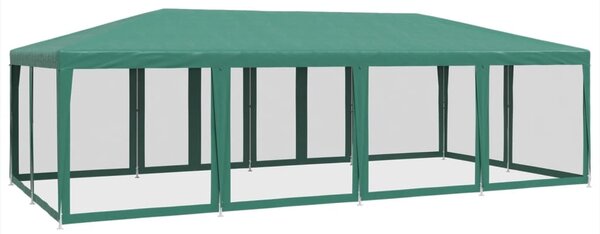 Šator za zabave s 12 mrežasta bočna zida zeleni 8x4 m HDPE - Zelena / 8 x 4 m