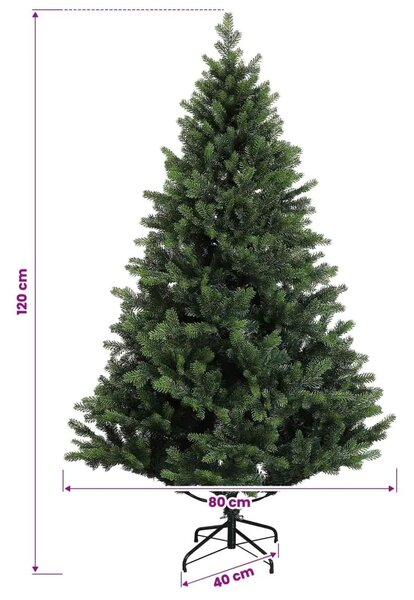 Umjetno božićno drvce s kuglicama 120 cm 150 LED lampica - Zelena 120 cm s LED-ima i crnim lopticama