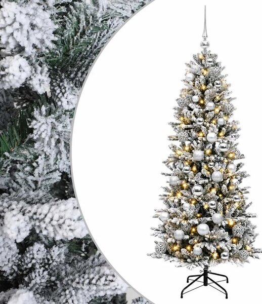 Umjetno božićno drvce s kuglicom 150 cm 150 LED lampica - Zelena i bijela 150 cm s LED-ima i srebrnim lopticama